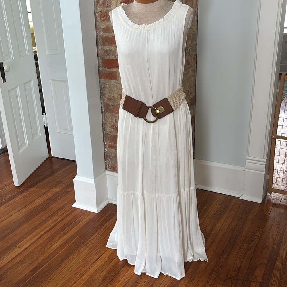 Roan and Ryan Bella gauzy tiered Midi dress from Evereve.